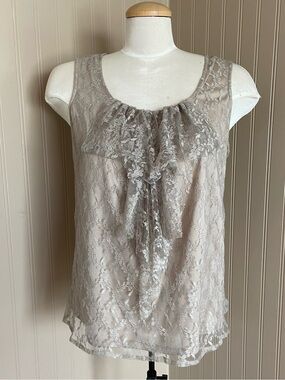 Adiva Y2K Lace Ruffled Sleeveless Tank Top Women’s Size Large